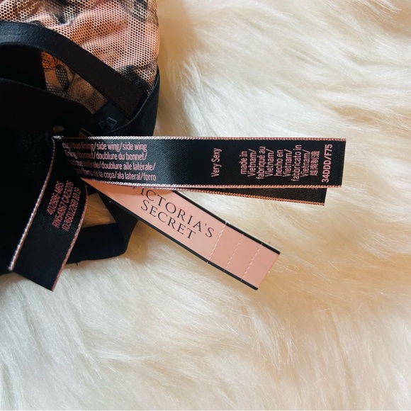 Victoria Secret Very Sexy Luxe Rose Bra Quarter Cup Crisscross Cutouts 34DDD 34F - Picture 13 of 13